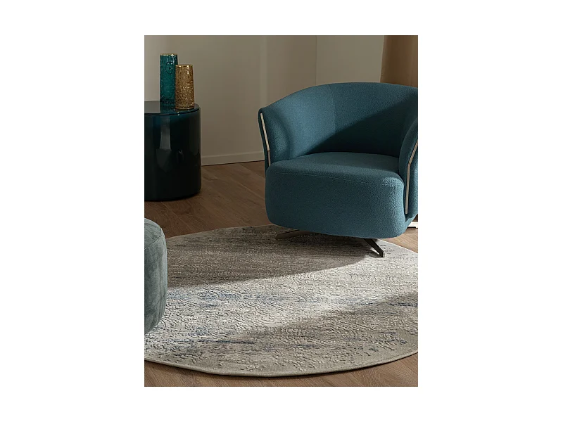 Teppich 160x160 Grau Blau Davos Charme