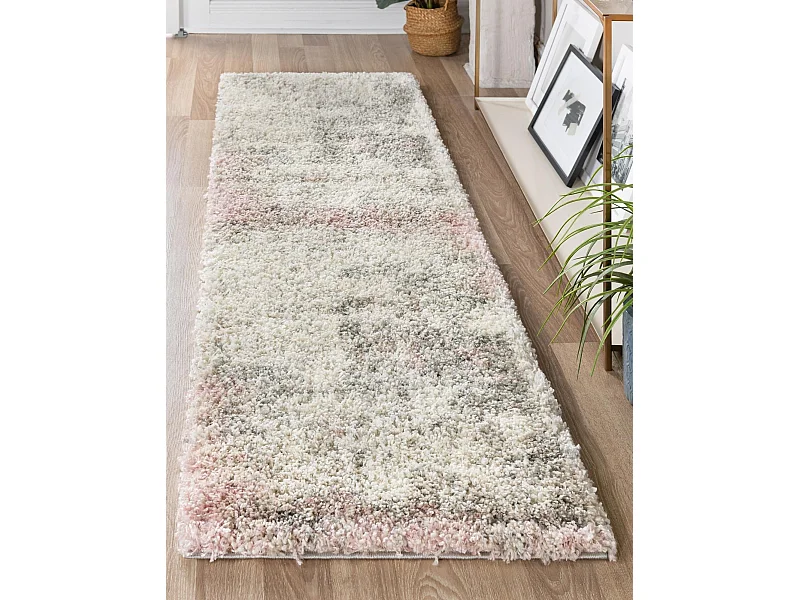 Hoogpolig tapijt 305x80 Beige - Roze Lachen Haze