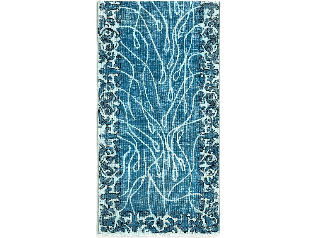 Tapis de laine 73x150 Bleu Vintage Royal