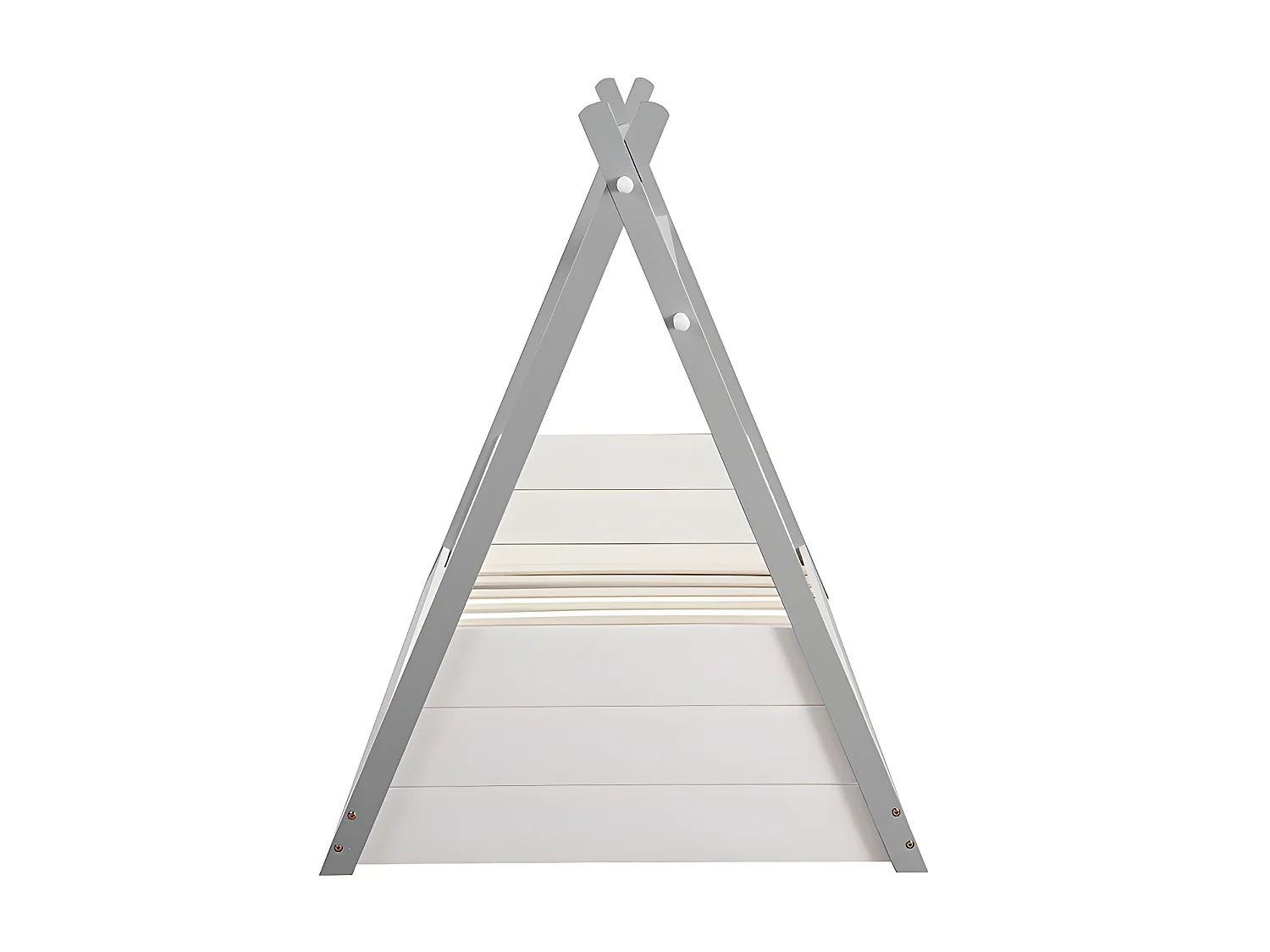Lit tipi 90 x 190 cm - Pin - Coloris : Blanc et gris + Matelas - SIOUX