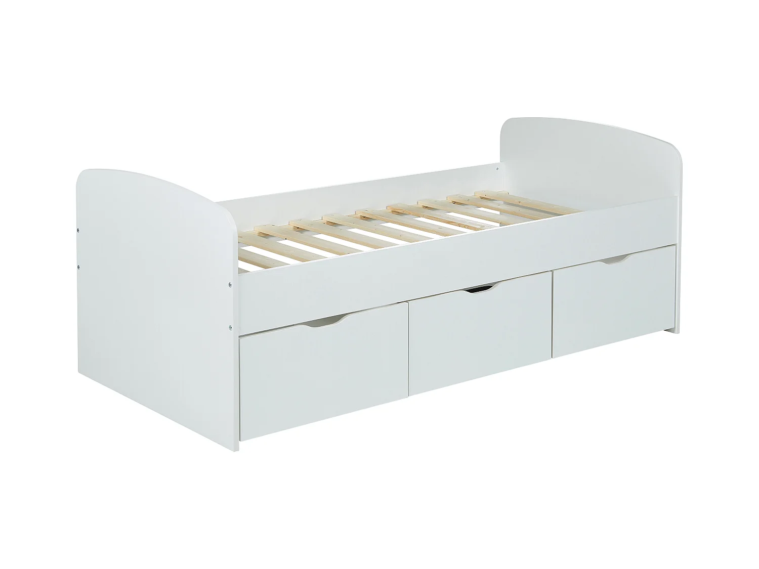 Cama LOUANE con 2 cajones y 1 arcón - 90 x 190 cm - Blanco + Colchón