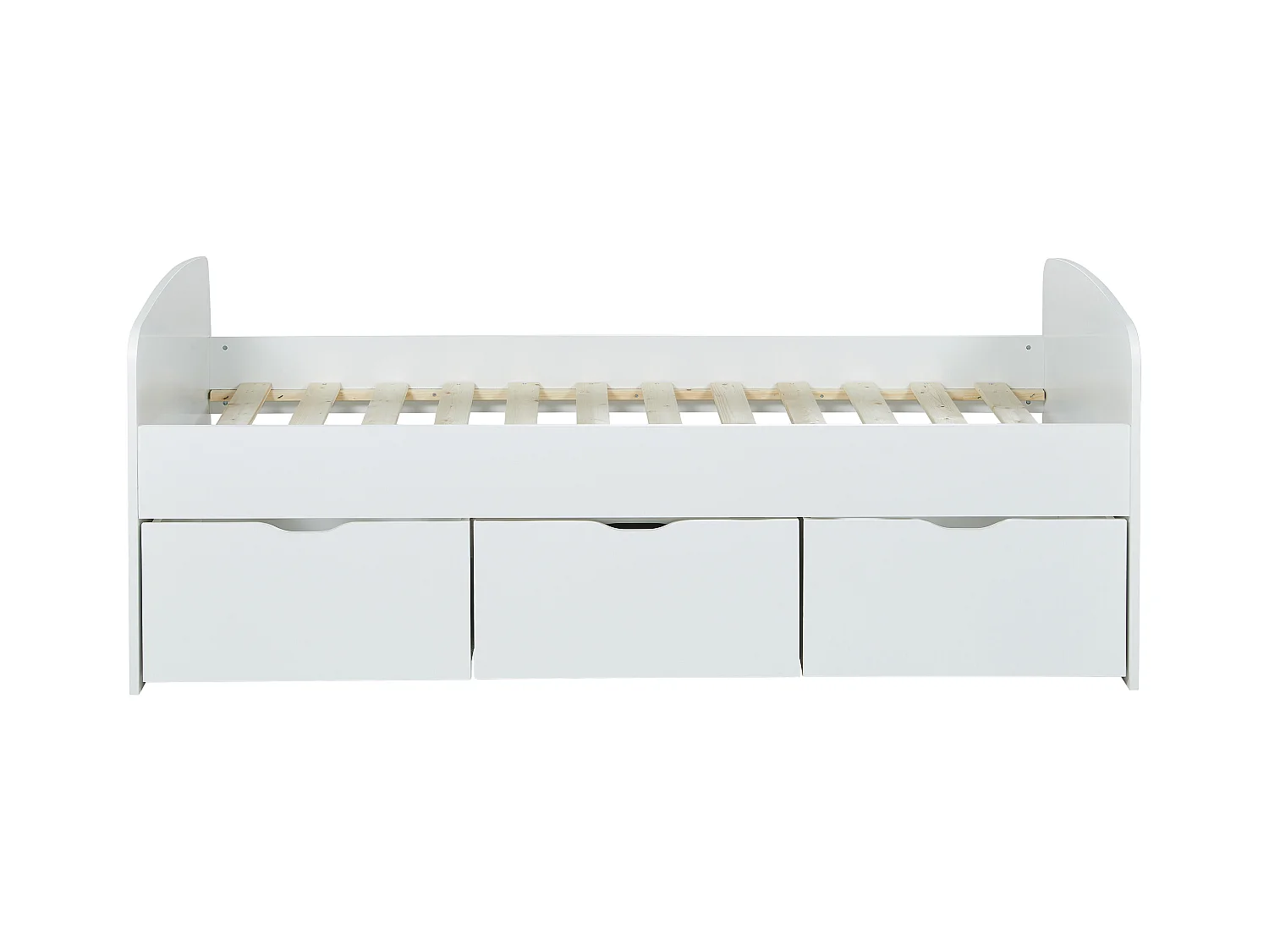 Cama LOUANE con 2 cajones y 1 arcón - 90 x 190 cm - Blanco + Colchón