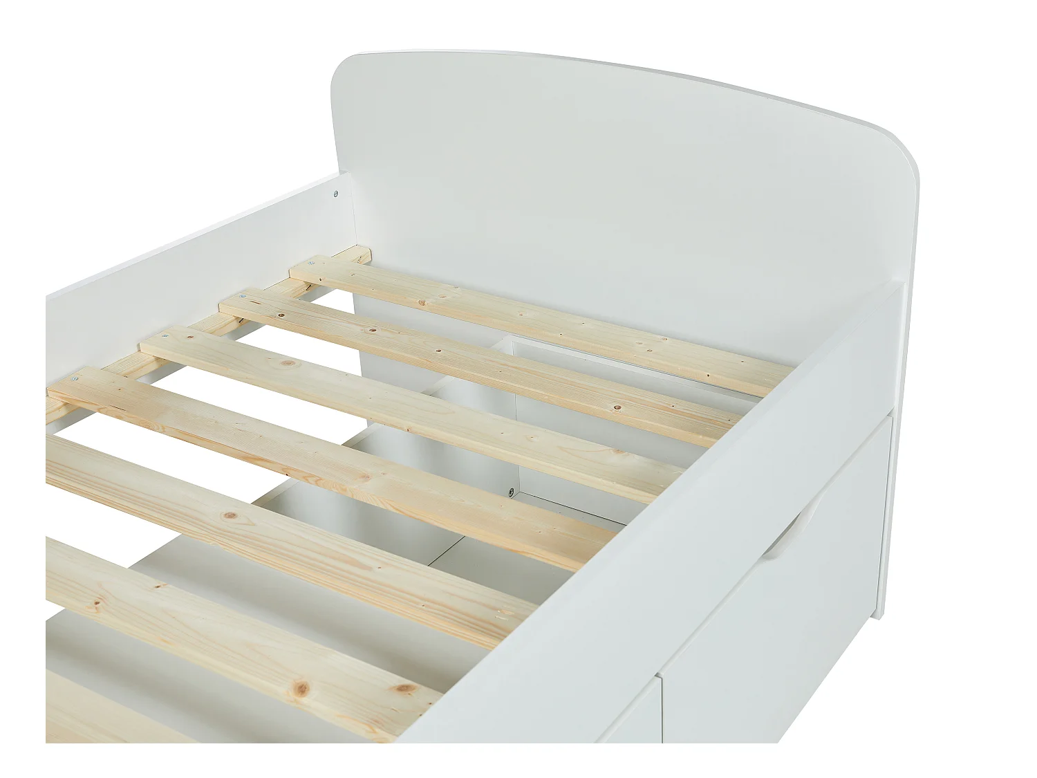 Cama LOUANE con 2 cajones y 1 arcón - 90 x 190 cm - Blanco + Colchón