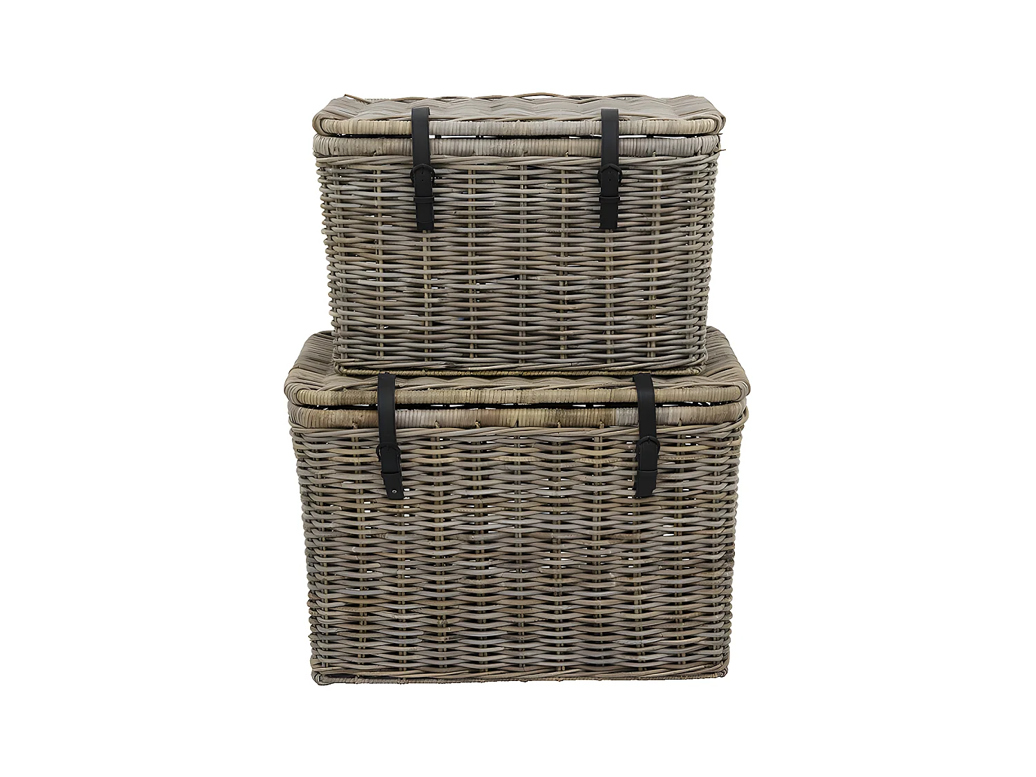 Lot de 2 malles en kubu NEFTA - L80 x P45 x H55 cm et L70 x P35 x H45 cm - Gris naturel
