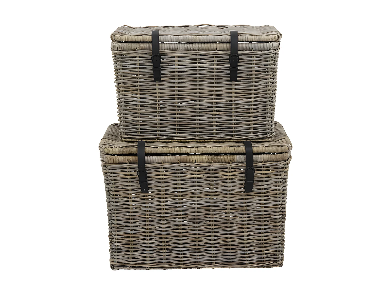 Set med 2 kubukoffertar NEFTA - L80 x B45 x H55 cm och L70 x B35 x H45 cm - Naturgrå