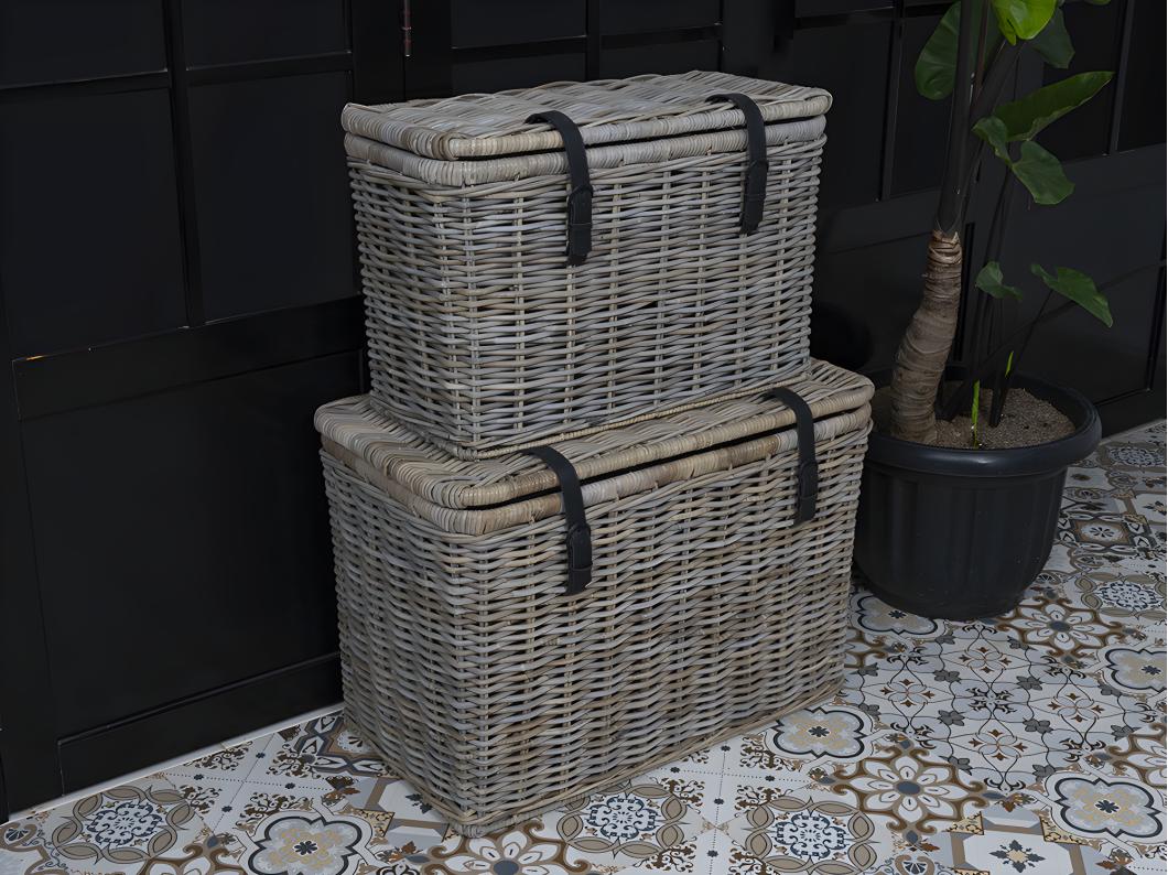 Koffer zur Aufbewahrung 2er-Set - Kubu - 80 x 45 x 55 cm & 70 x 35 x 45 cm - Grau - NEFTA