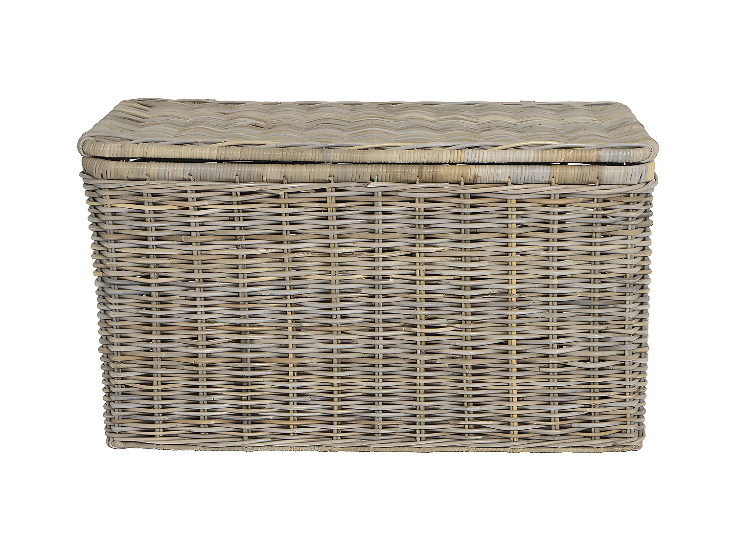 Coffre de rangement en kubu TIMGAD - L100 x P55 x H55 cm - Gris naturel