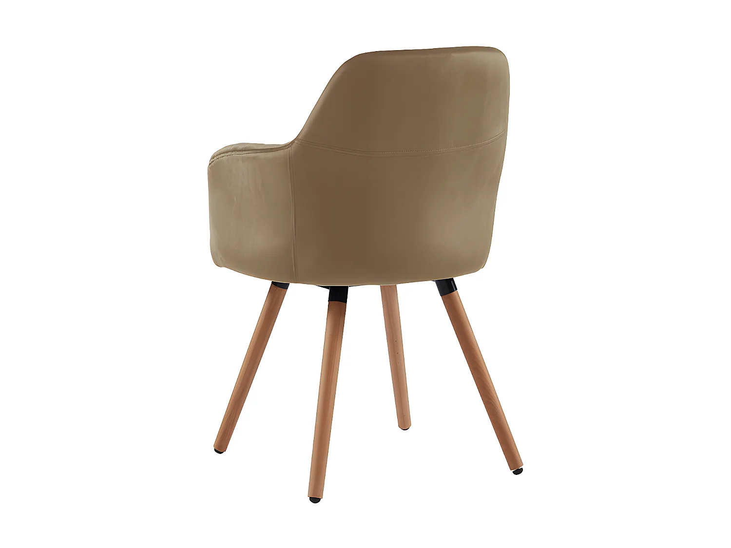 Chaise avec accoudoirs en velours et pieds bois de hêtre - Beige - ELEANA