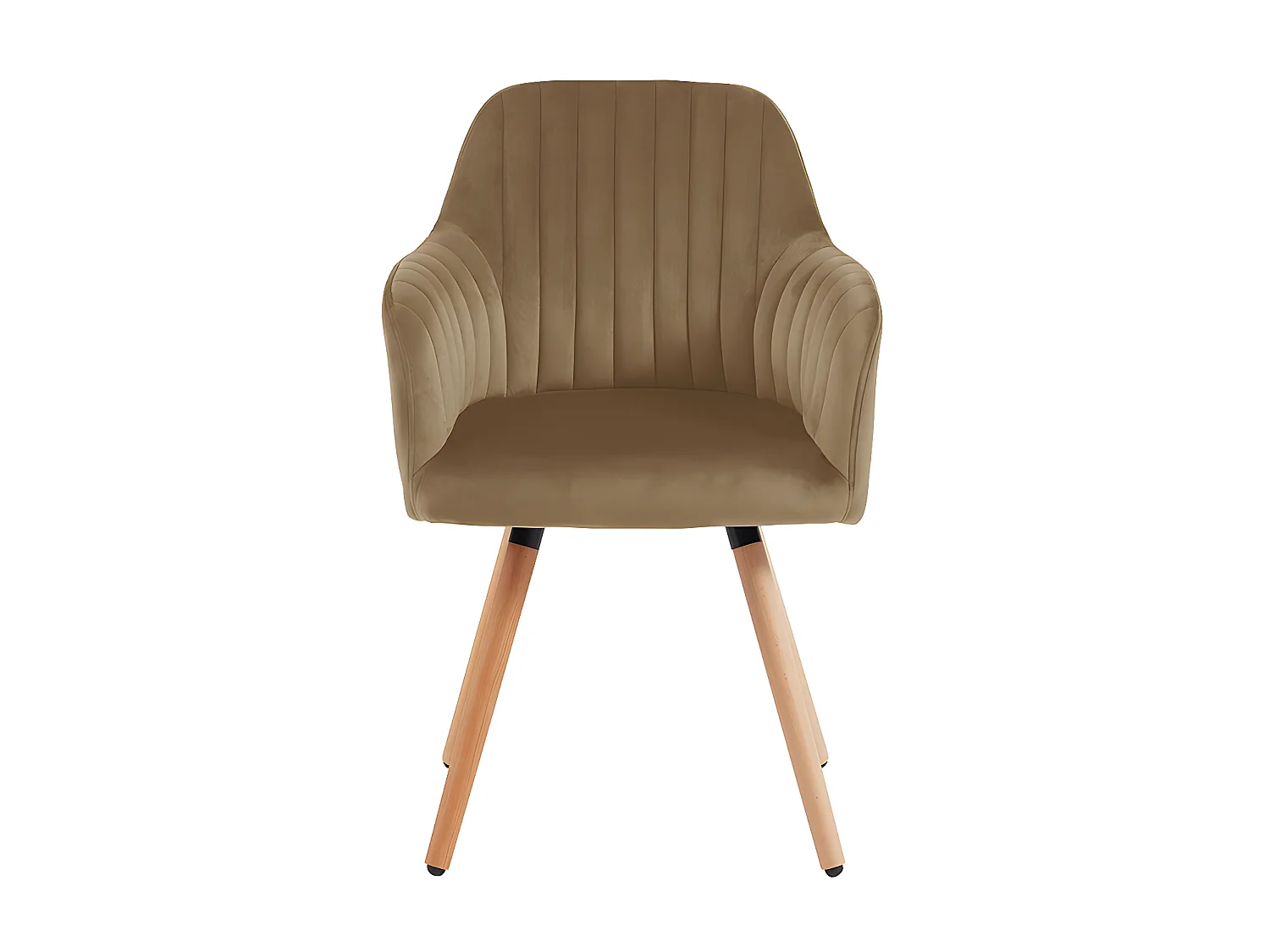 Stuhl mit Armlehnen - Samt & Metall in Holzoptik - Beige - ELEANA