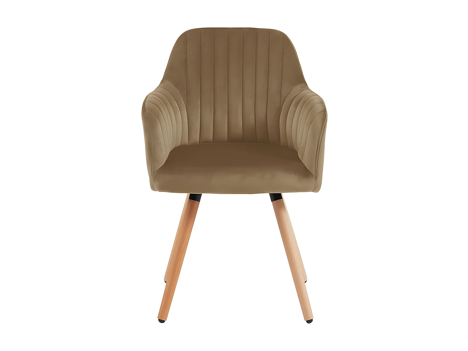 Set van 2 stoelen met armleuningen ELEANA - Fluweel en metaal met houteffect - Beige