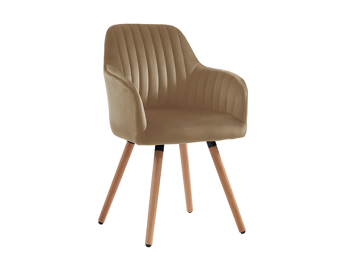 Set van 2 stoelen met armleuningen ELEANA - Fluweel en metaal met houteffect - Beige