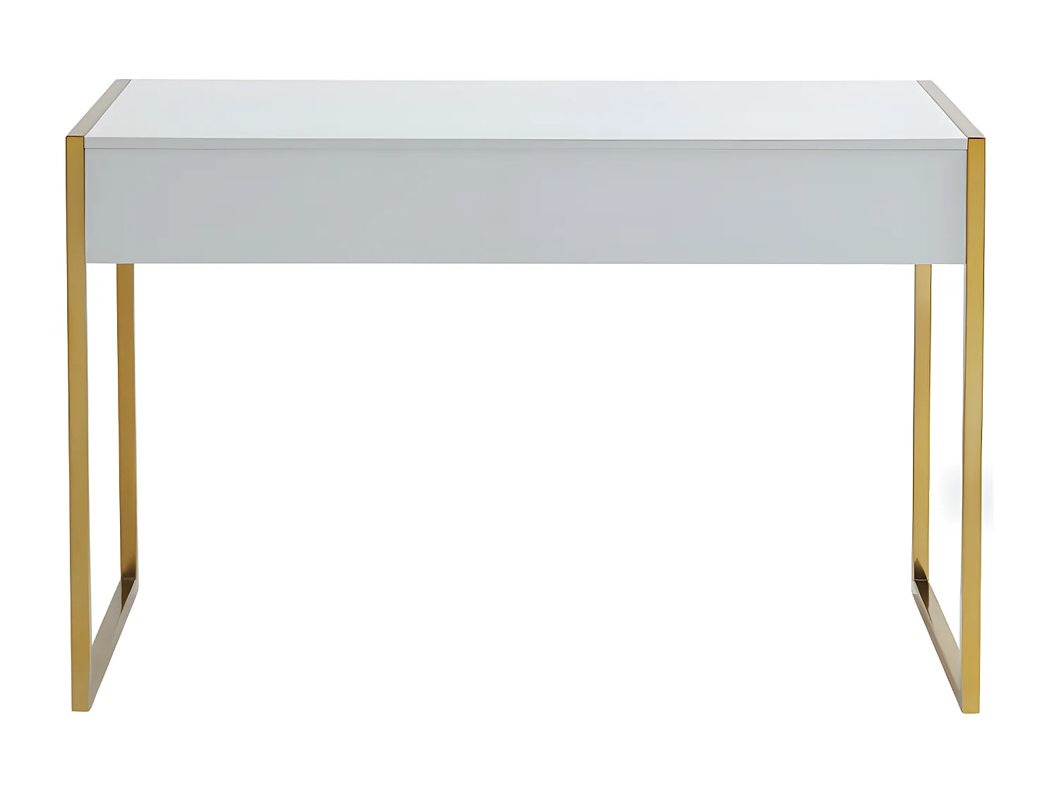 Bureau avec 2 tiroirs - MDF laqué et métal - Blanc et doré - MASON