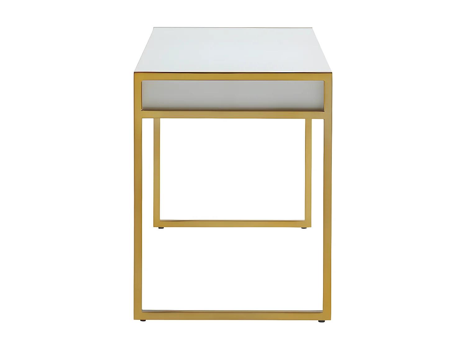 Bureau avec 2 tiroirs - MDF laqué et métal - Blanc et doré - MASON