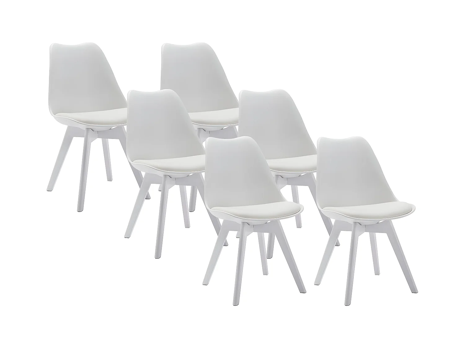 Stuhl 6er-Set - Polypropylen - Weiß mit weißen Füßen - JODY