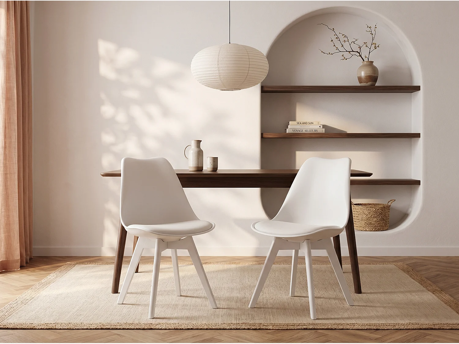 Set van 6 stoelen JODY - Polypropyleen en beukenhout - Wit