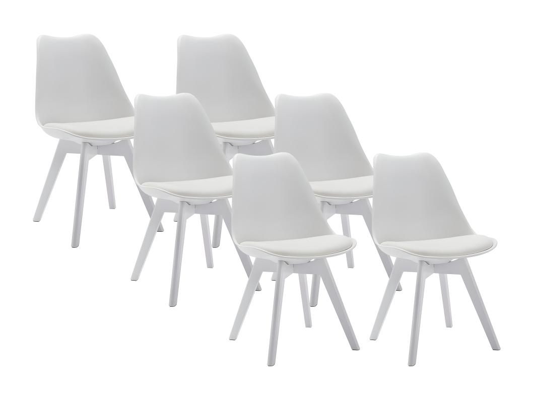 Set van 6 stoelen JODY - Polypropyleen en beukenhout - Wit