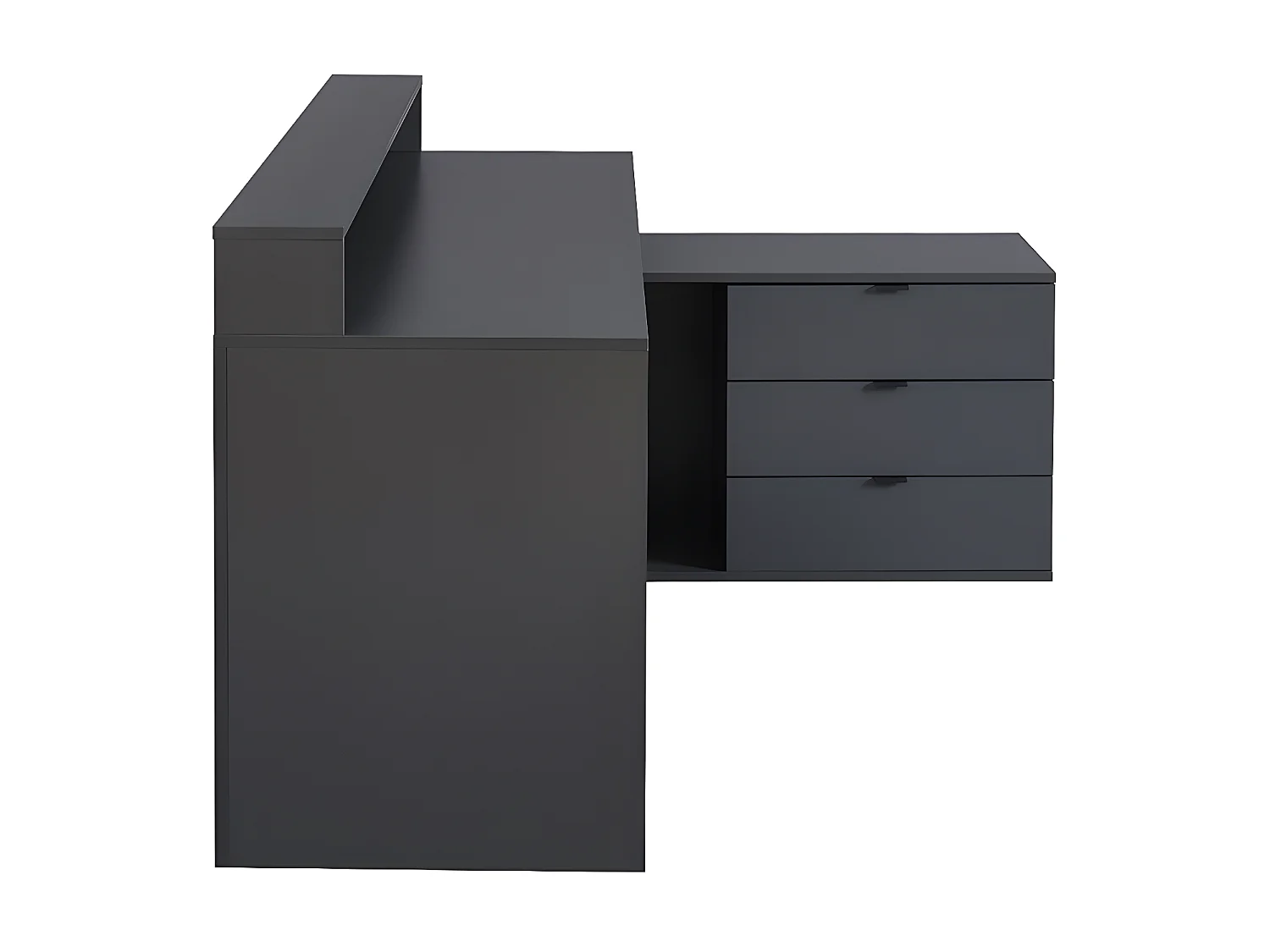 Escritorio rinconera gamer NEHA - Con compartimentos y LEDs - MDF - Gris