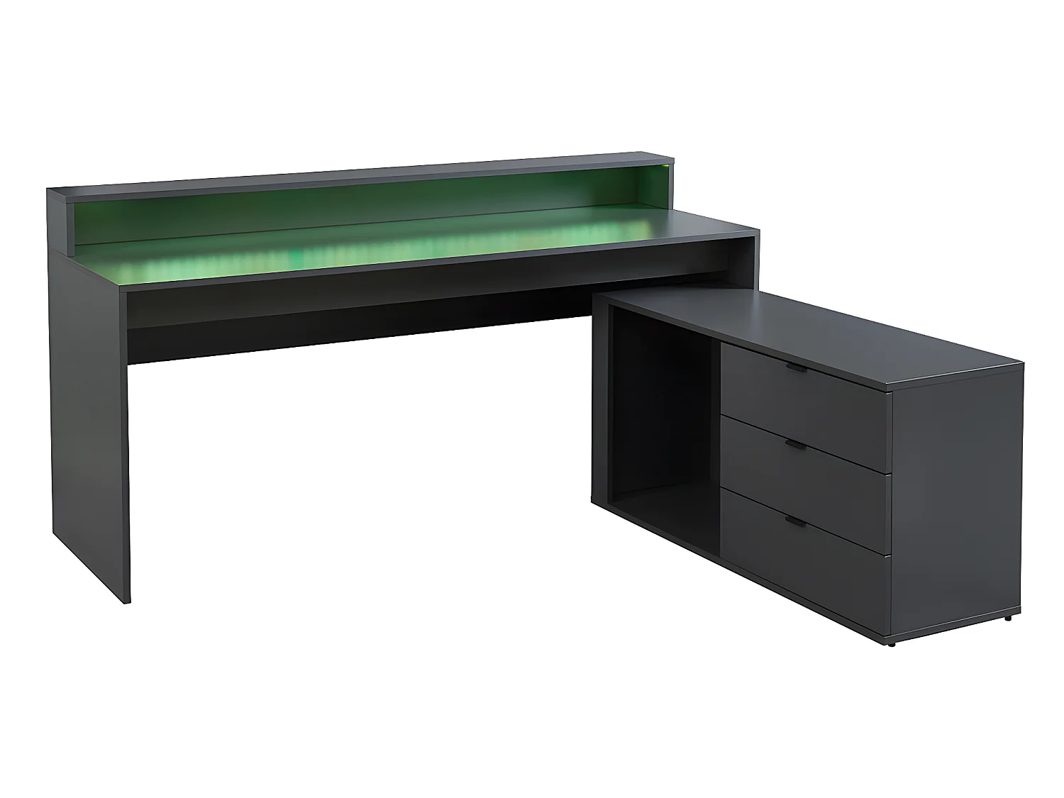 Escritorio rinconera gamer NEHA - Con compartimentos y LEDs - MDF - Gris