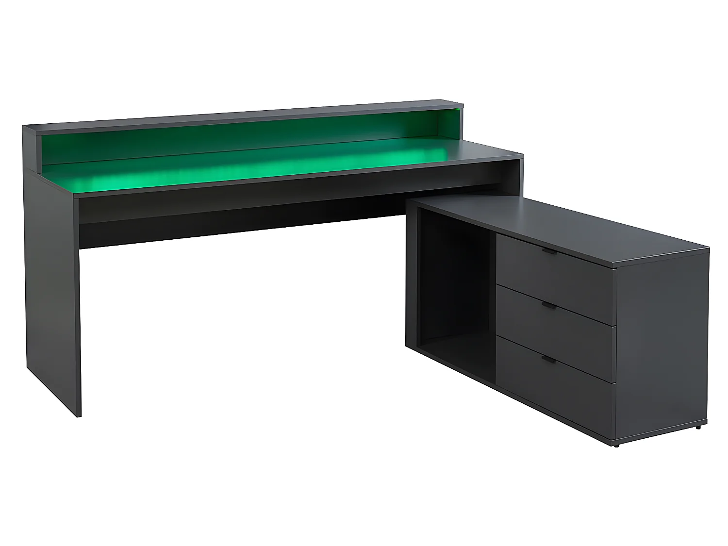 Escritorio rinconera gamer NEHA - Con compartimentos y LEDs - MDF - Gris