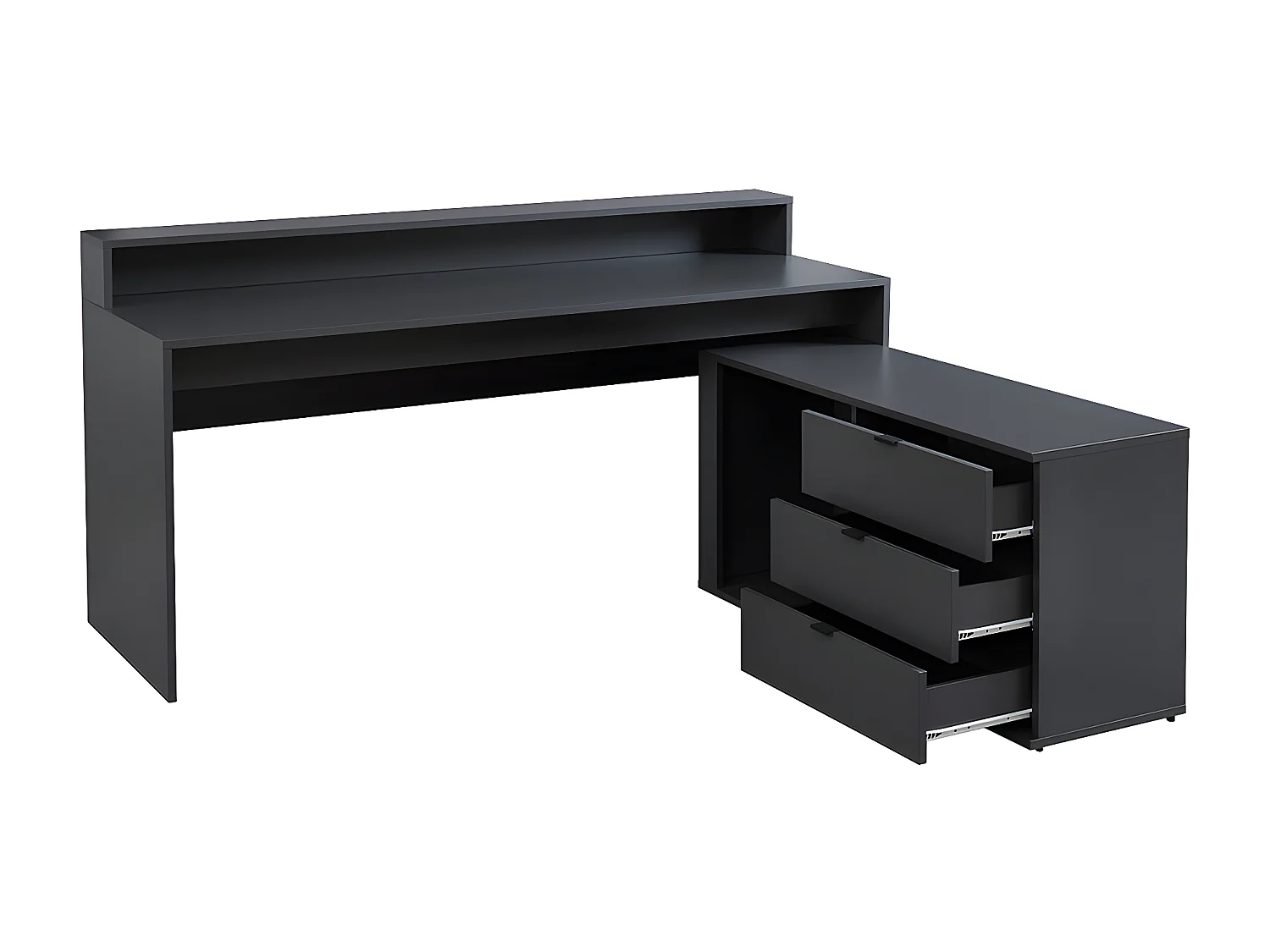 Escritorio rinconera gamer NEHA - Con compartimentos y LEDs - MDF - Gris