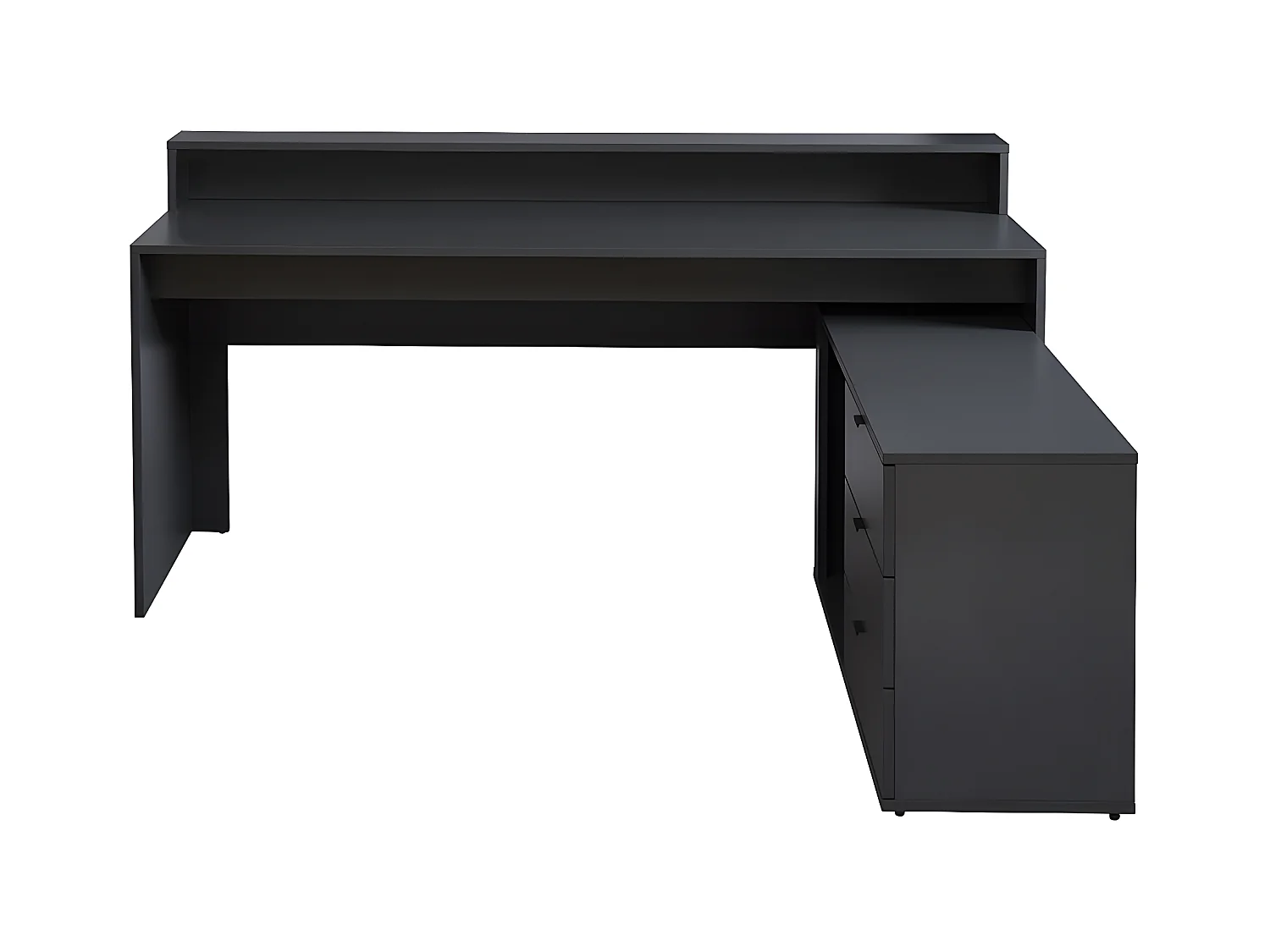 Narożne biurko gamingowe NEHA - Schowki i diody LED - MDF - Kolor szary