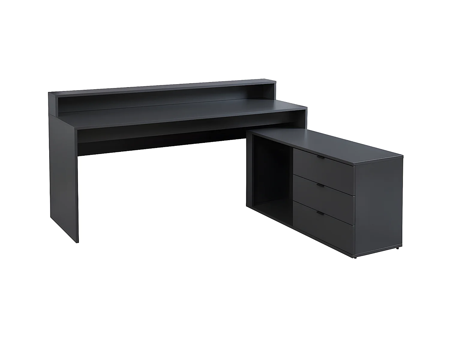 Narożne biurko gamingowe NEHA - Schowki i diody LED - MDF - Kolor szary