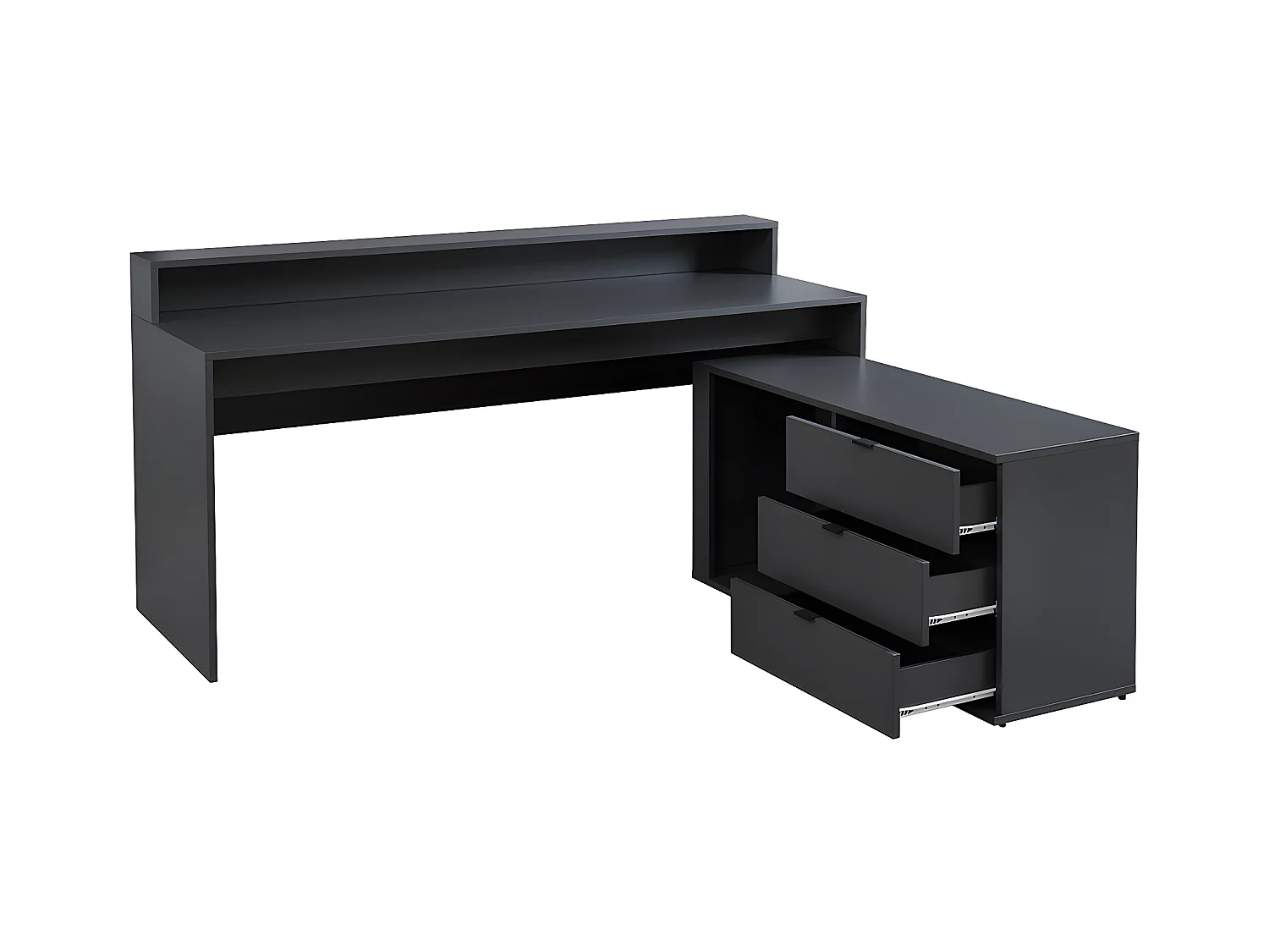 Narożne biurko gamingowe NEHA - Schowki i diody LED - MDF - Kolor szary