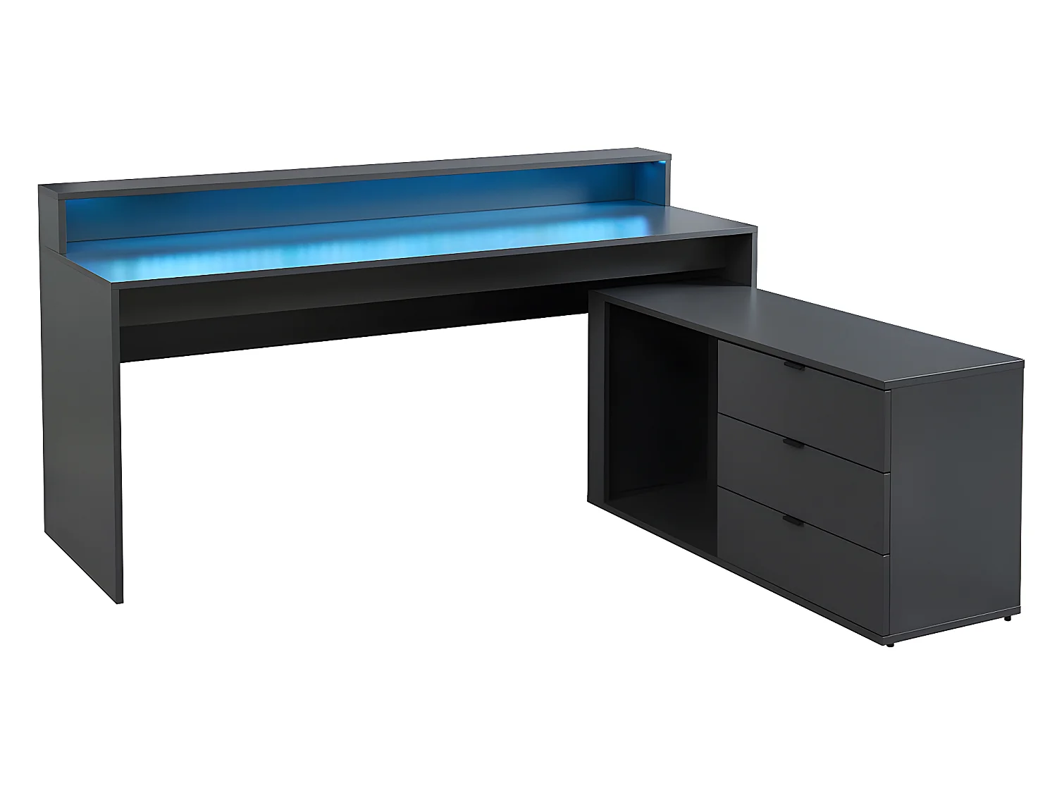 Gamehoekbureau NEHA - Met opbergruimte en ledverlichting - Mdf - Grijs