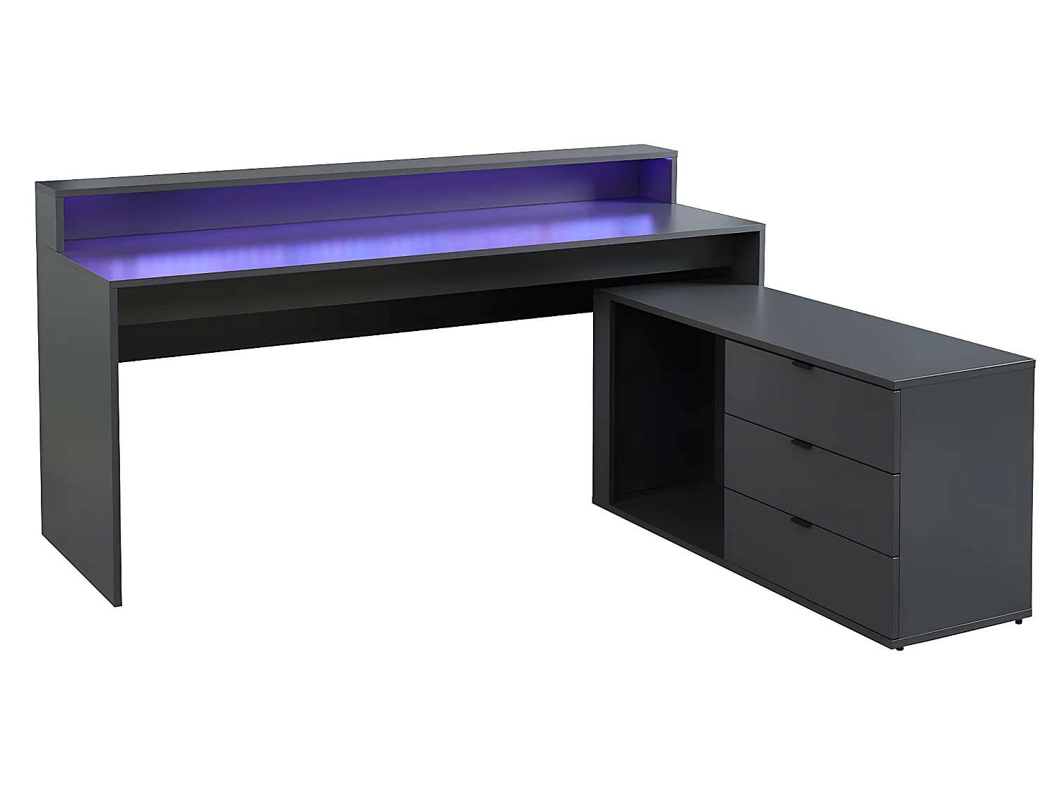 Gamehoekbureau NEHA - Met opbergruimte en ledverlichting - Mdf - Grijs