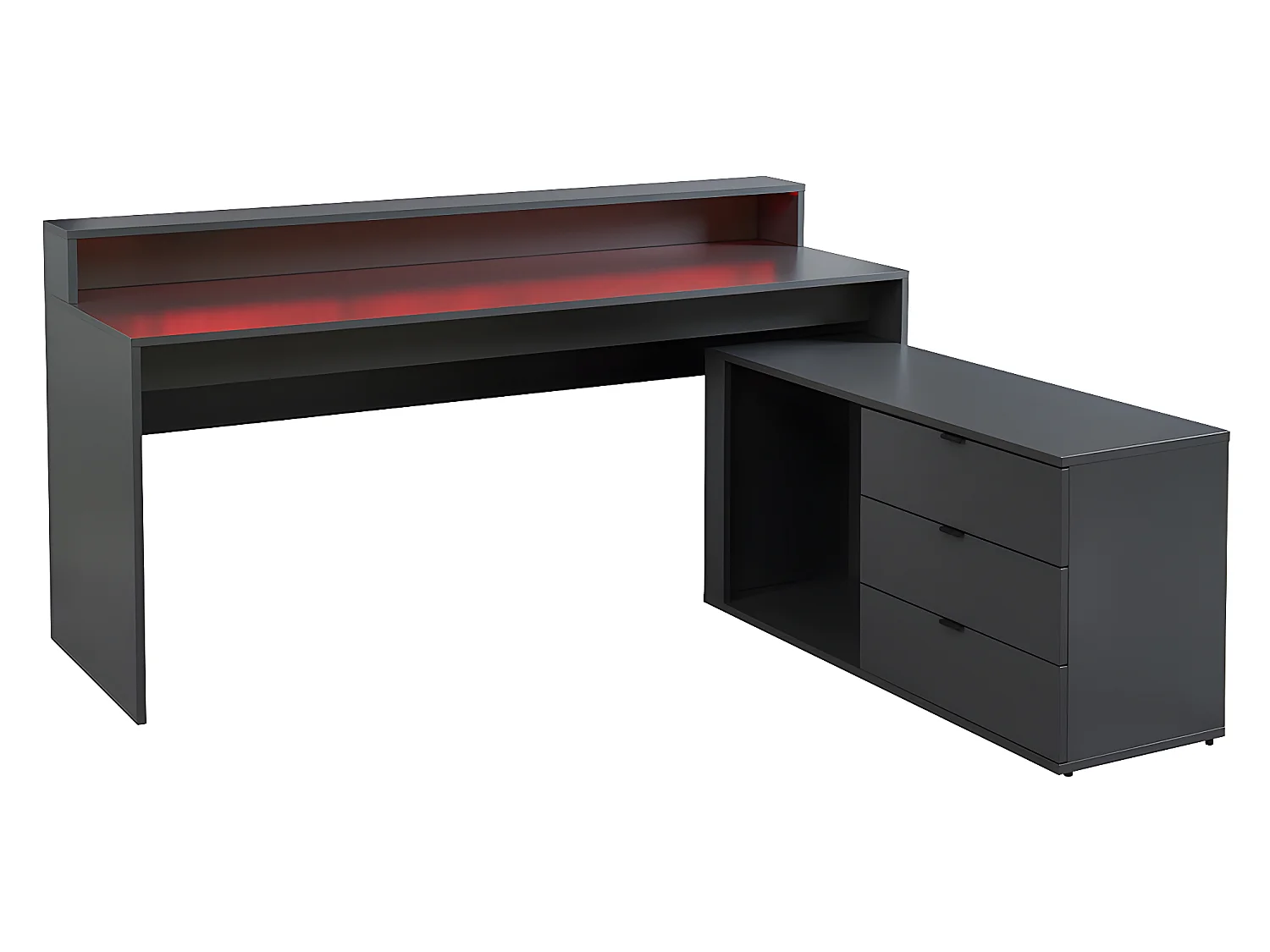 Gamehoekbureau NEHA - Met opbergruimte en ledverlichting - Mdf - Grijs