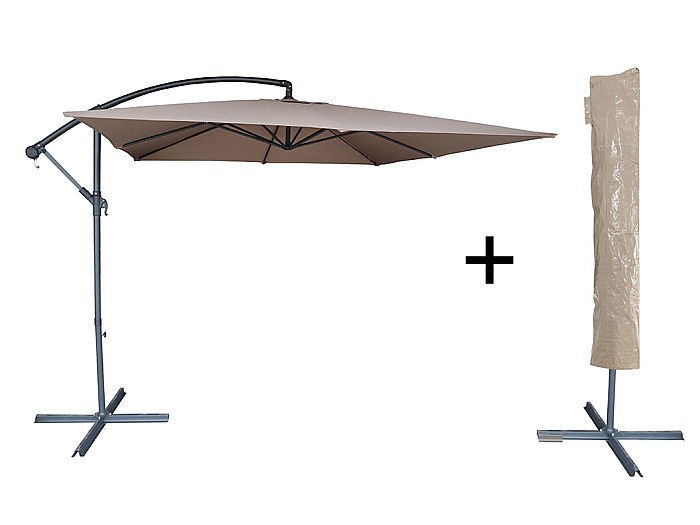 Sombrilla cuadrada acero CAPELINA D.2.5m x Alt2.54m - gris arenoso