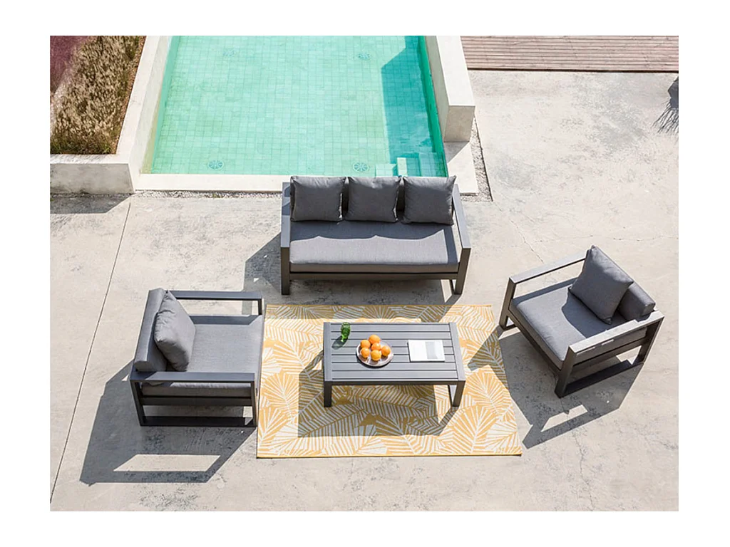 Set van 2 tuinfauteuils van aluminium - Antraciet - MOLOKAI