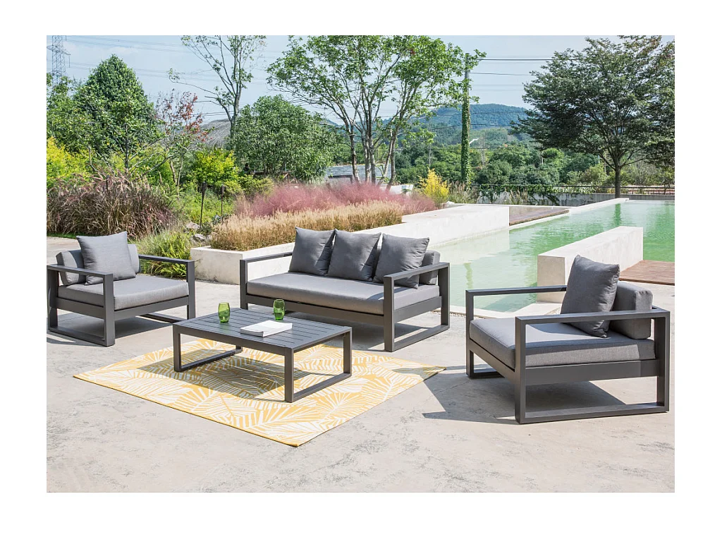 Set van 2 tuinfauteuils van aluminium - Antraciet - MOLOKAI