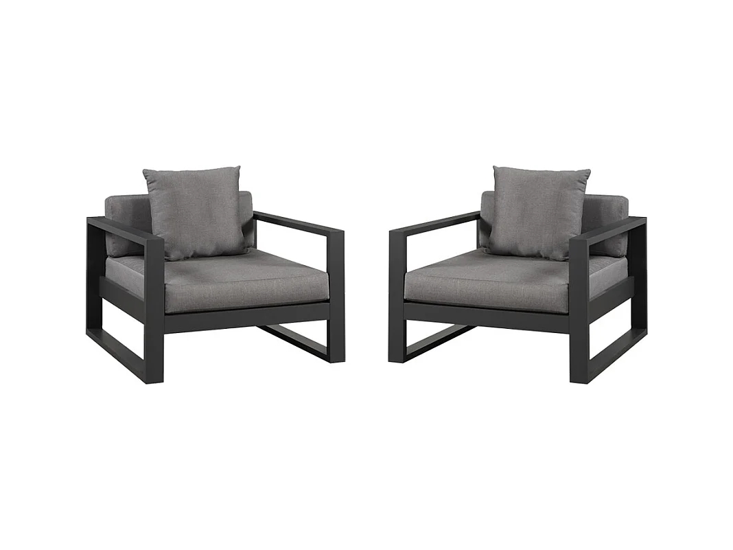 Set van 2 tuinfauteuils van aluminium - Antraciet - MOLOKAI