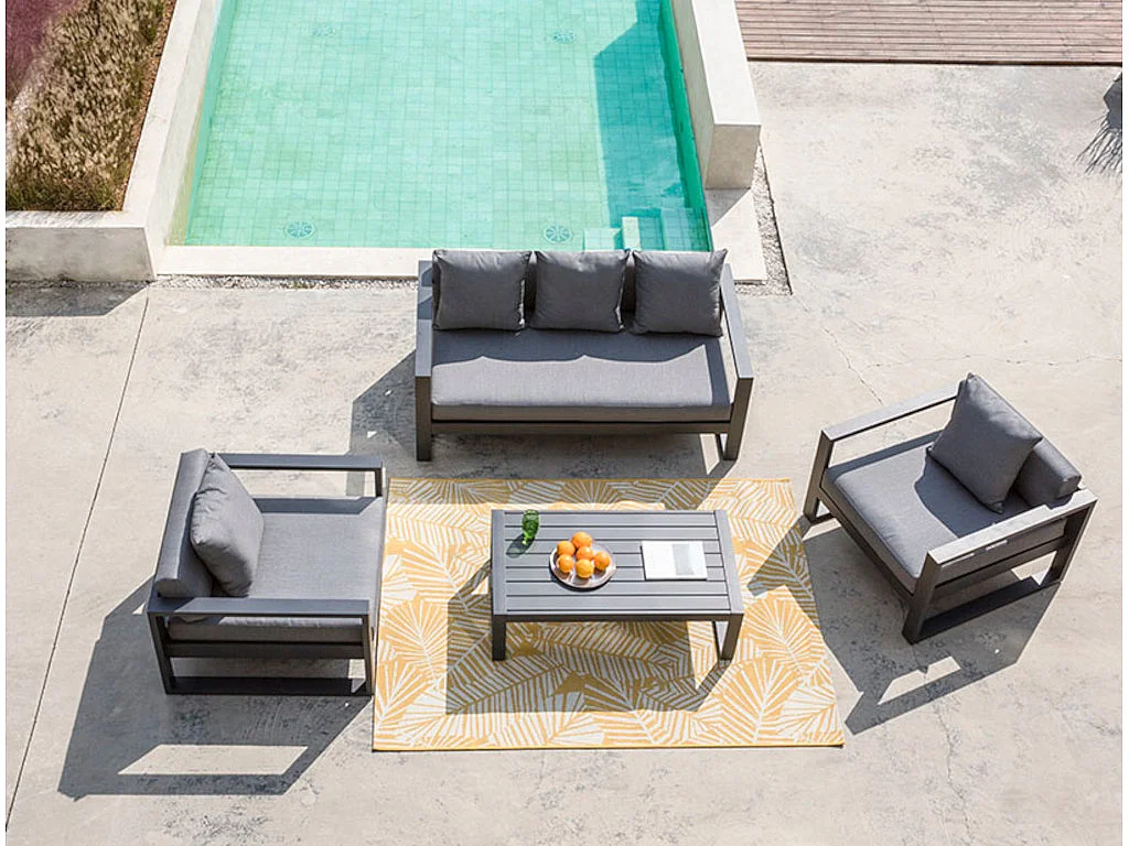 Gartensessel 2er-Set Aluminium - Anthrazit - MOLOKAI von MYLIA