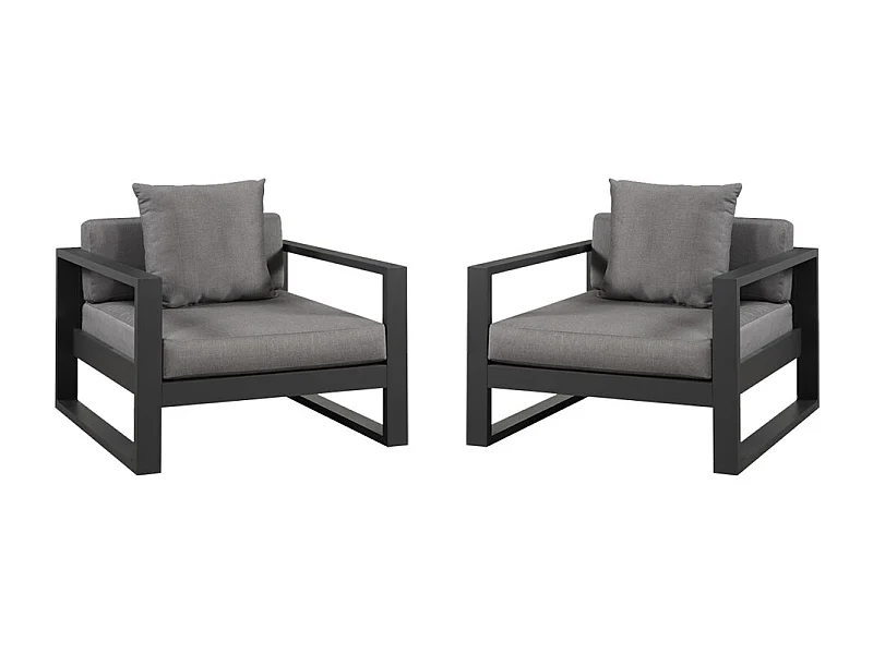 Gartensessel 2er-Set Aluminium - Anthrazit - MOLOKAI von MYLIA