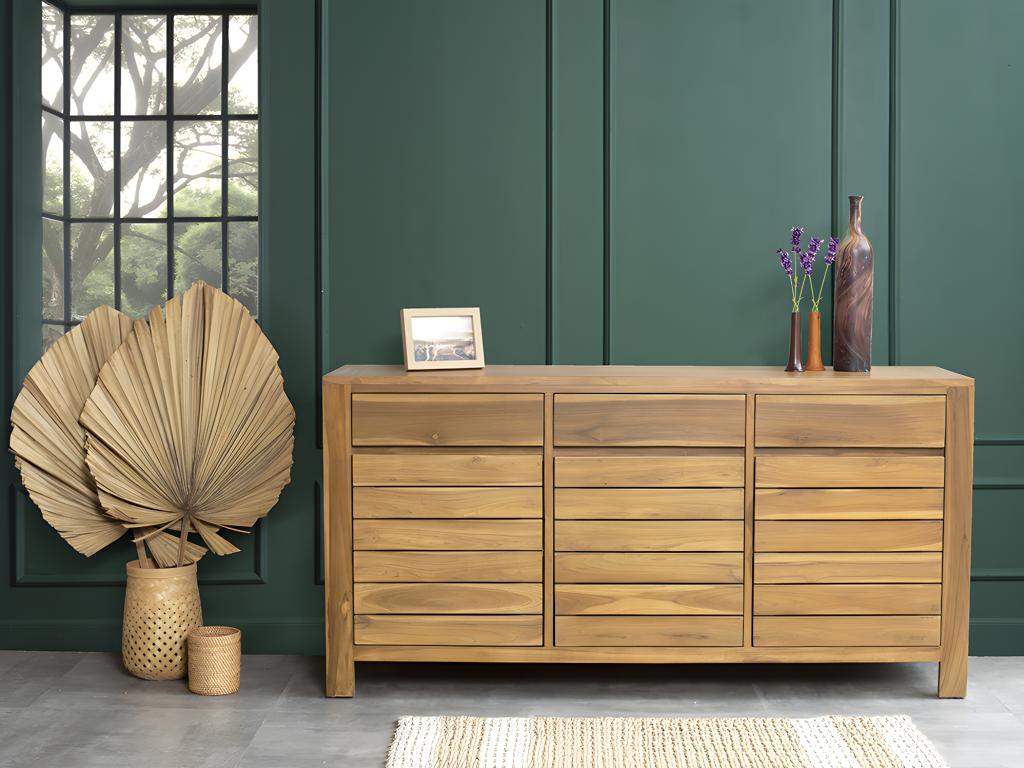 Sideboard HERKI - 3 Türen & 3 Schubladen - Teakholz - Holzfarben