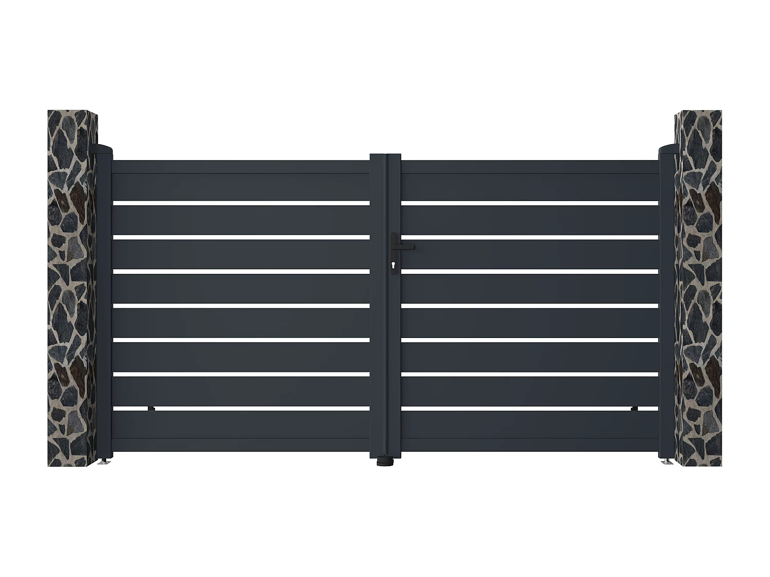 Gemotoriseerde antraciete poort van aluminium - L300xH158cm - PRIMO