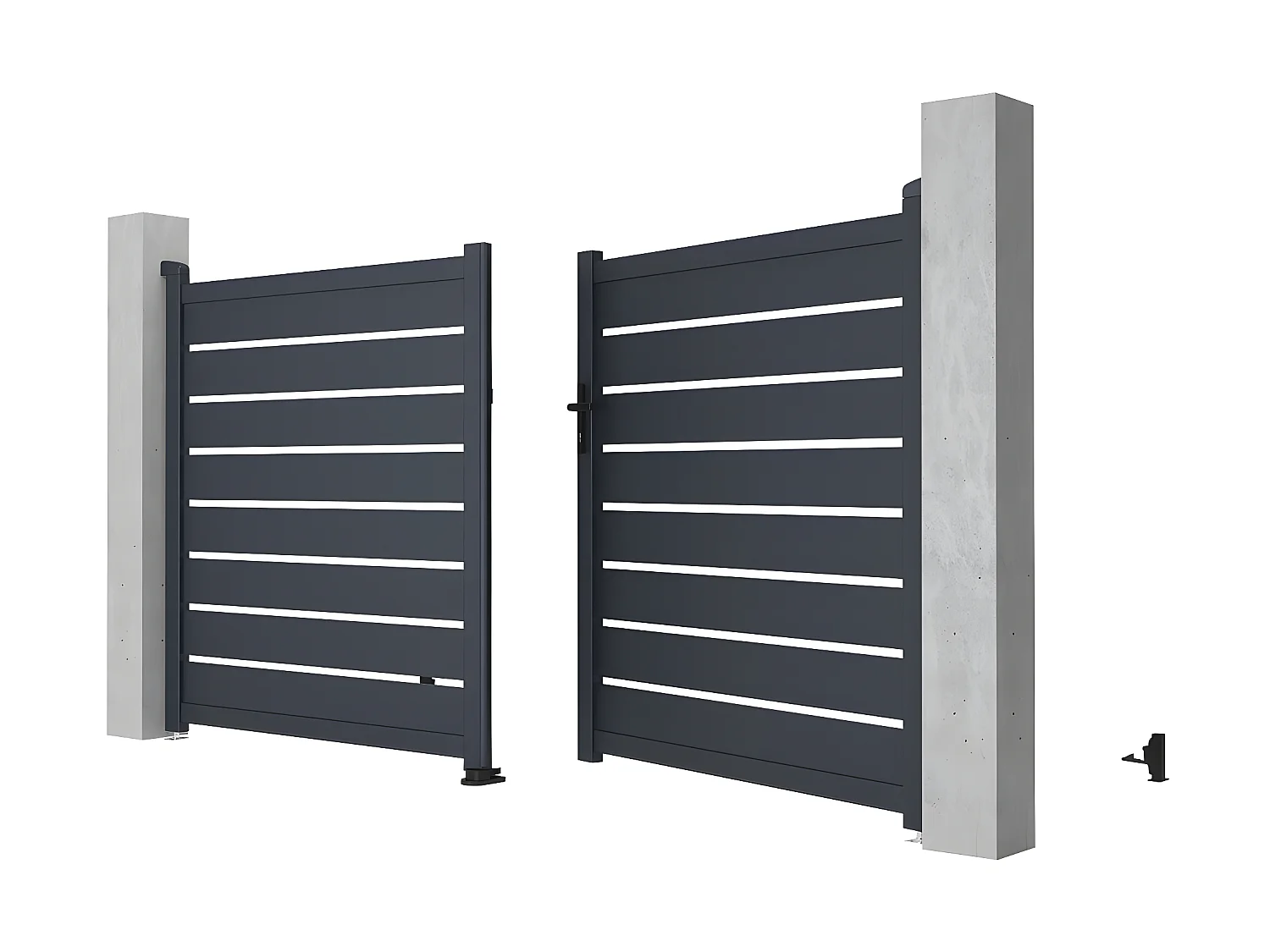 Gartentor Flügeltor Doppeltor mit Torantrieb - 305 x 166 cm - durchbrochen - Aluminium - Anthrazit - PRIMO