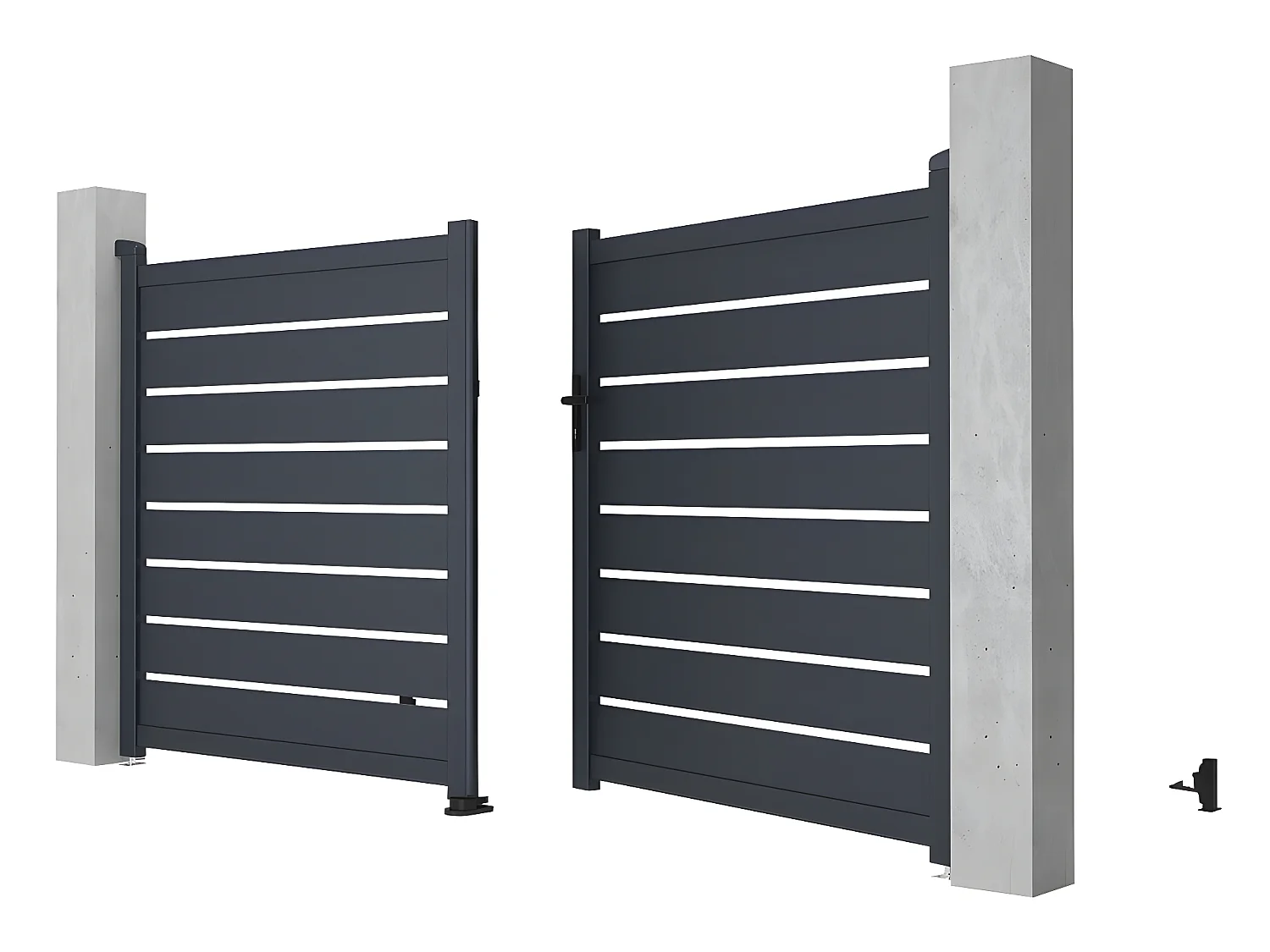 Cancello a battente L305 x H166 cm in Alluminio - Antracite - PRIMO