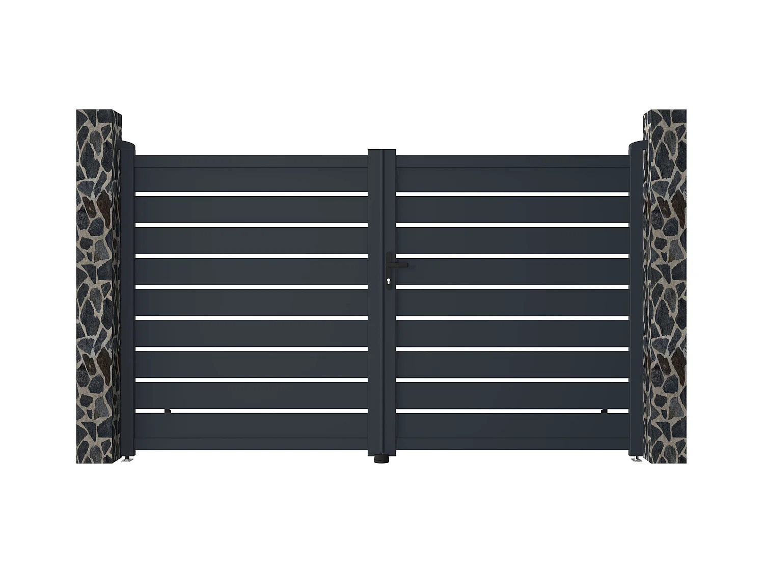 Pack portón motorizado calado antracita de aluminio PRIMO - Ancho 300 x Alt. 176 cm + Motor RIVE