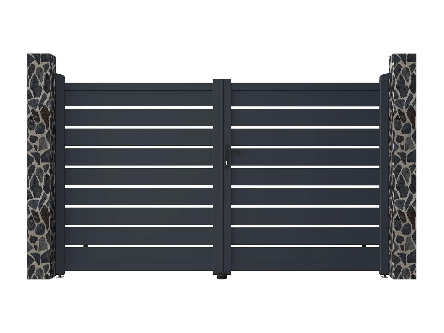 Portail électrique battant aluminium ajouré L305 x H183 cm anthracite - PRIMO