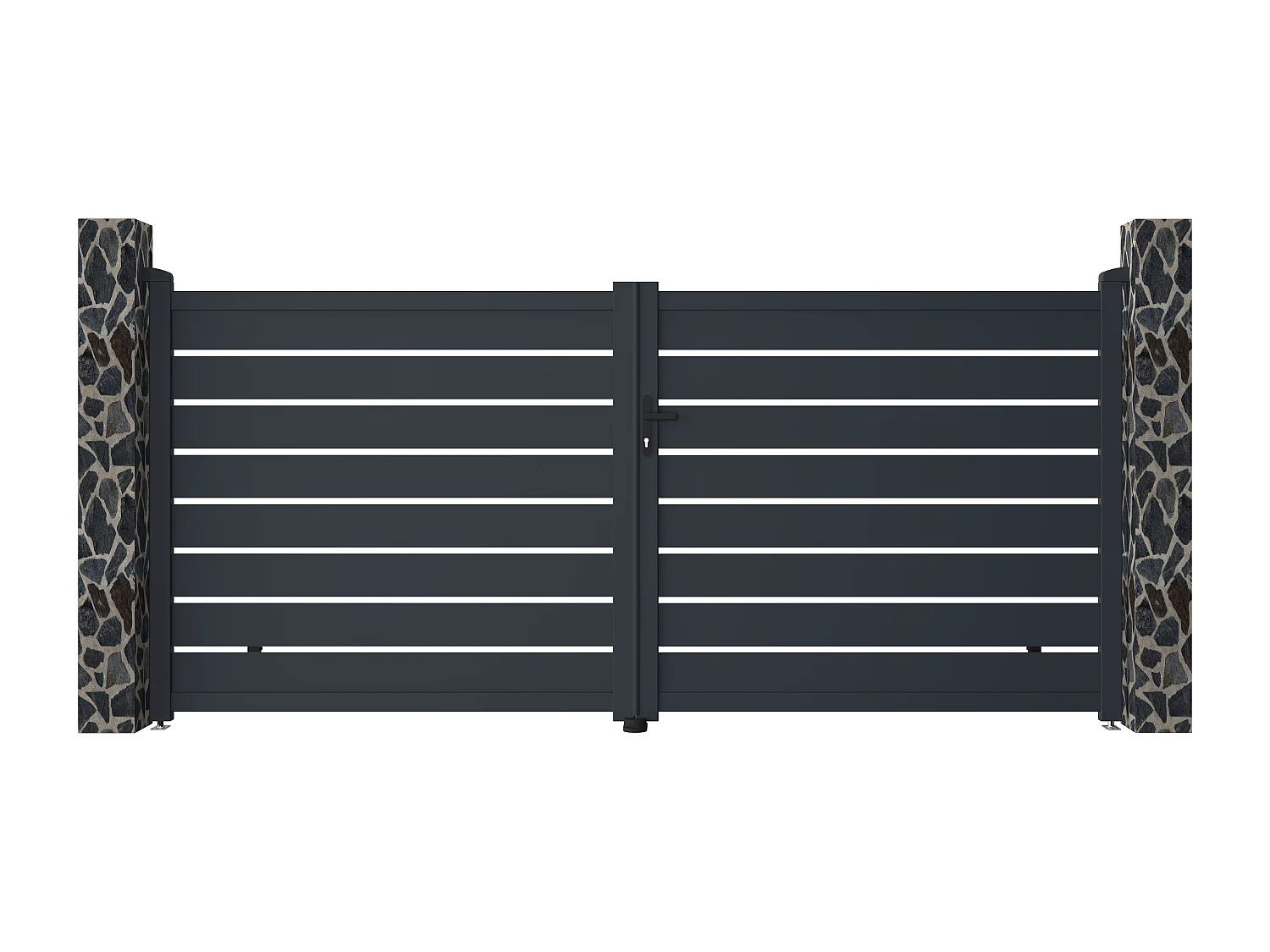 Pack portón calado antracita de aluminio PRIMO - Ancho 350 x Alt. 158 cm + Motor RIVE