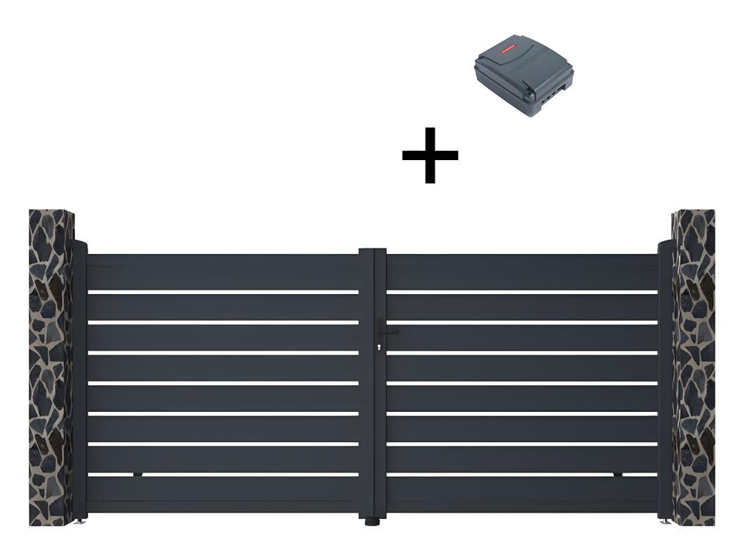 Pack antraciete poort van aluminium - L350xH158cm - PRIMO