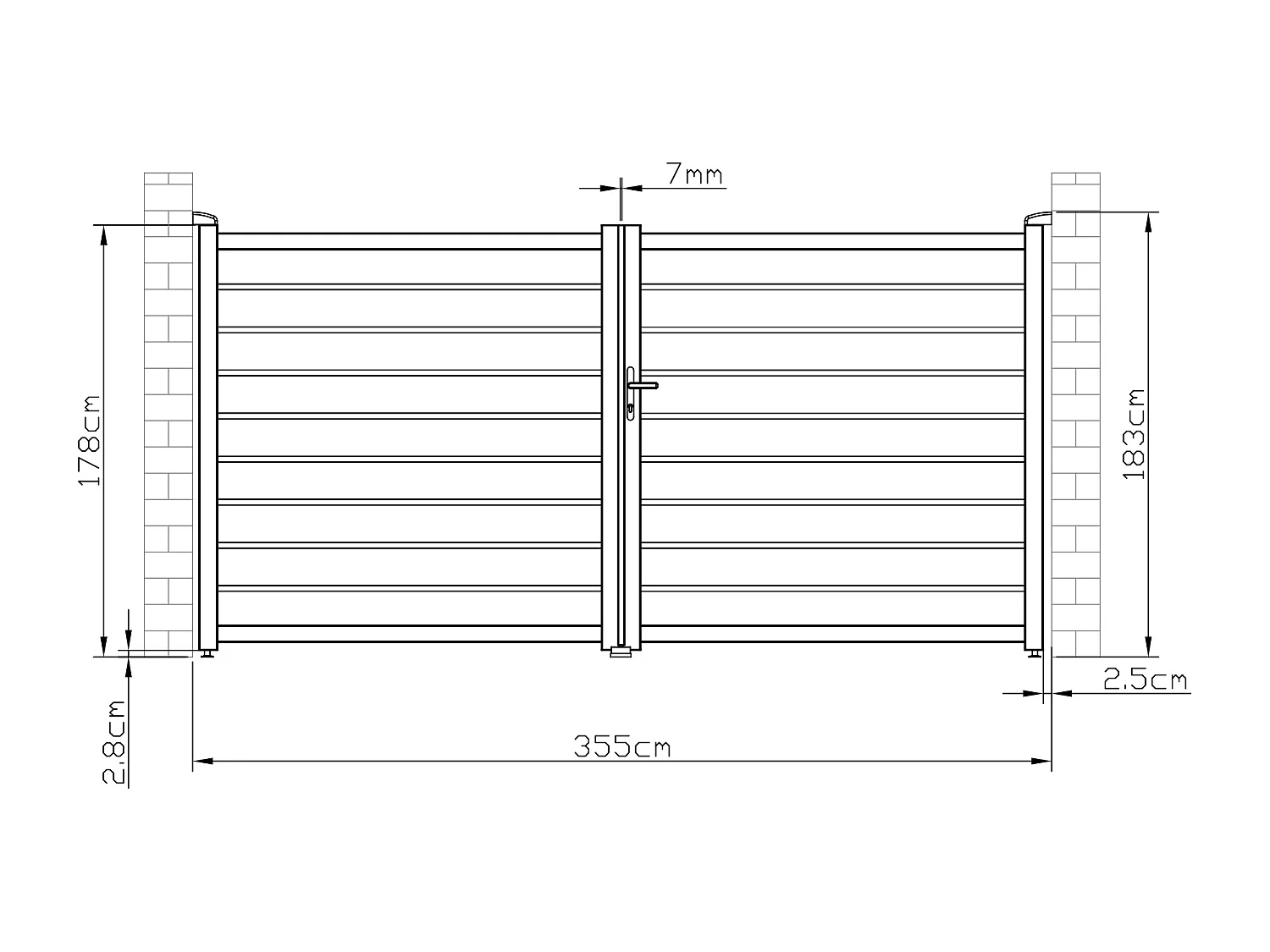 Pack portão de batente perfurado antracite em alumínio de C350 x A176 cm + Motor RIVE - PRIMO