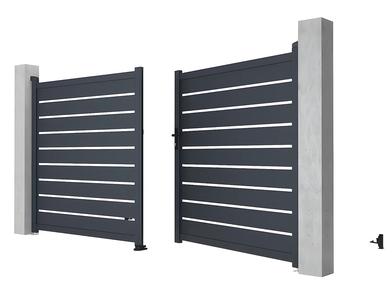 Pack portão de batente perfurado antracite em alumínio de C350 x A176 cm + Motor RIVE - PRIMO