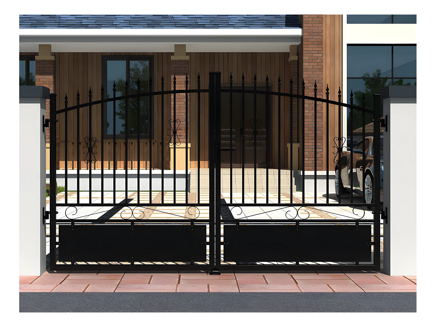 Pack draaihek antraciet van aluminium NERBIS - L300xH160/180cm + Motor RIVE