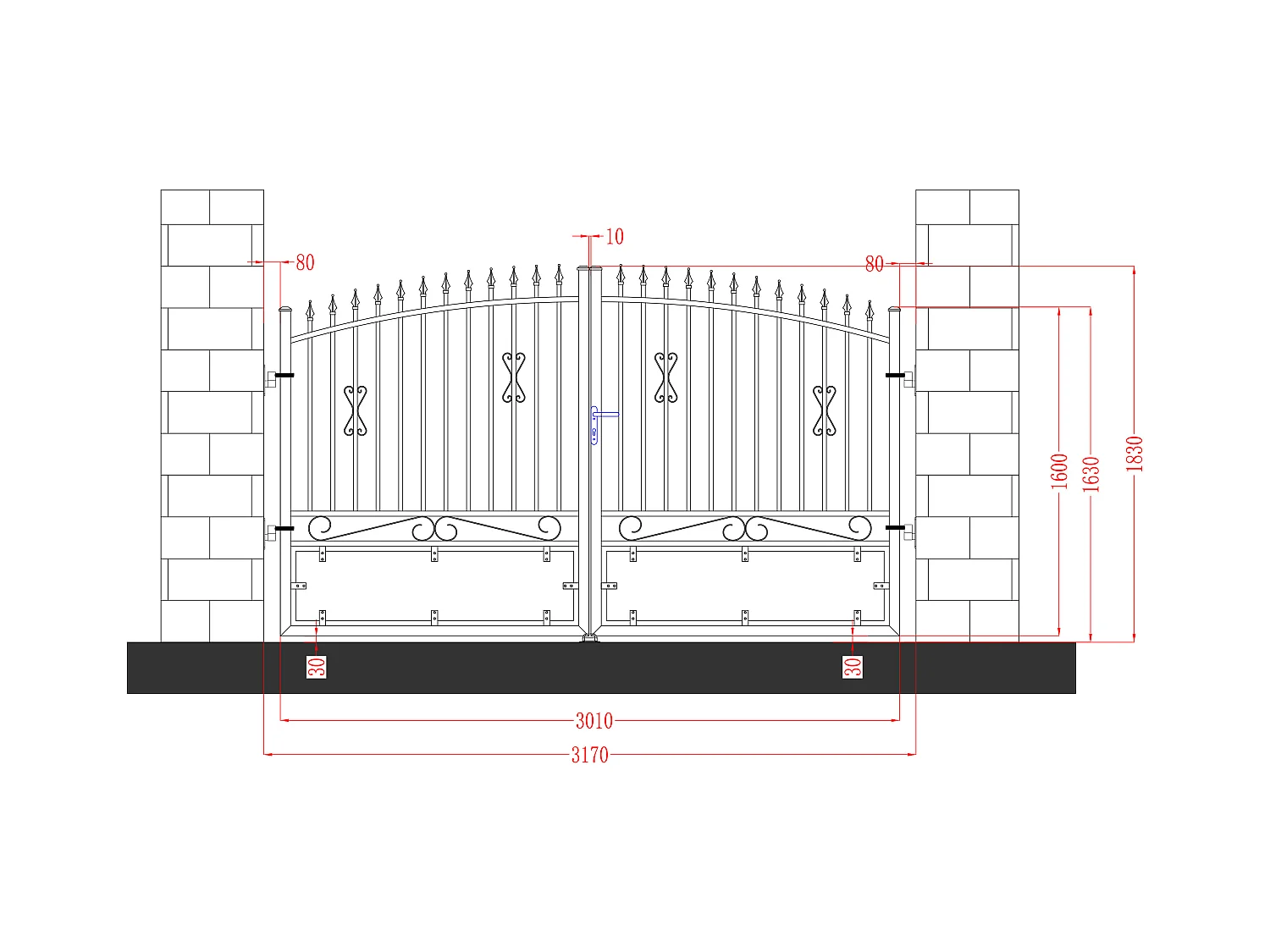 Pack draaihek antraciet van aluminium NERBIS - L300xH160/180cm + Motor RIVE