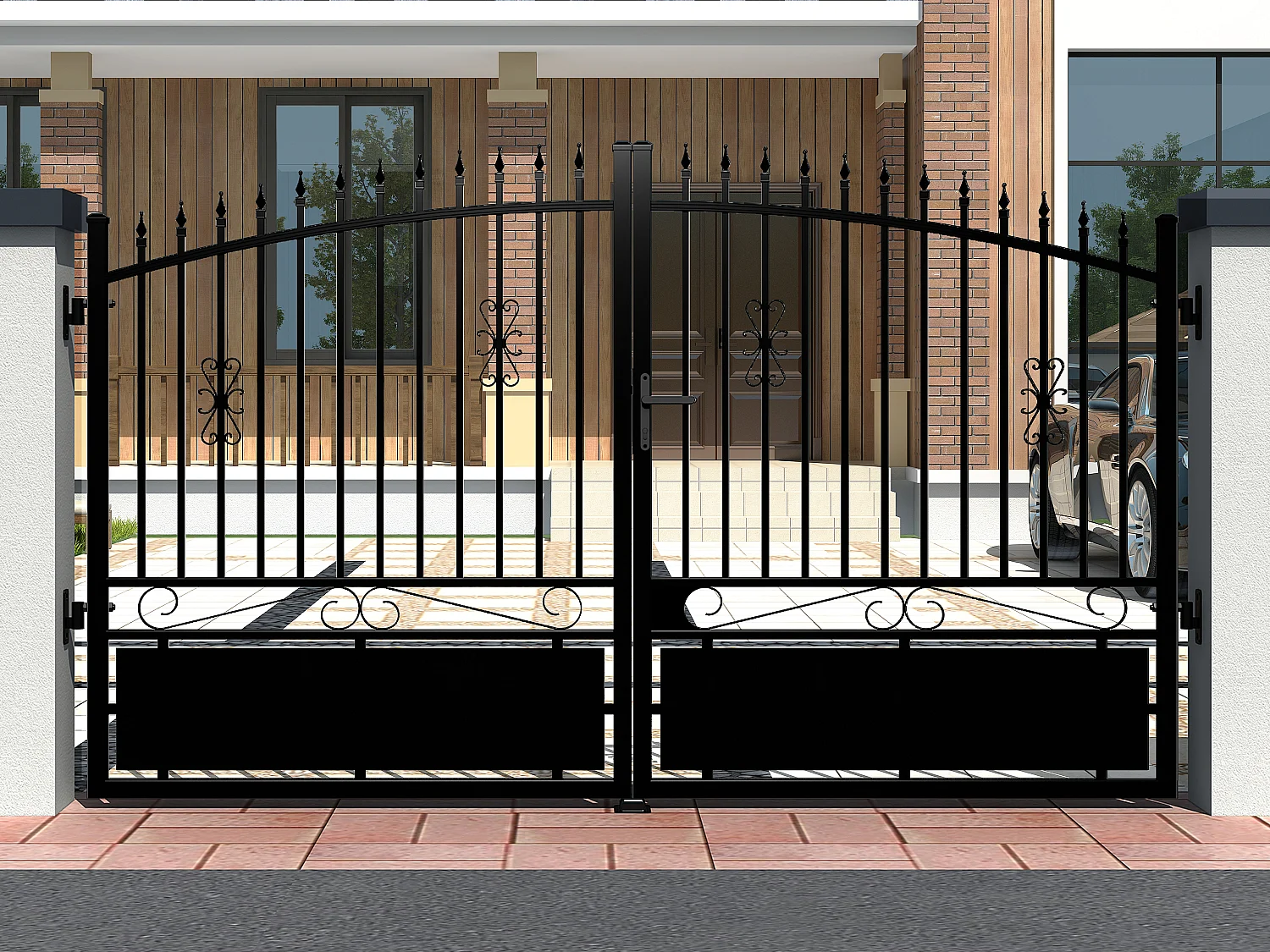 Pack draaihek antraciet van aluminium NERBIS - L350xH160/180cm + Motor RIVE