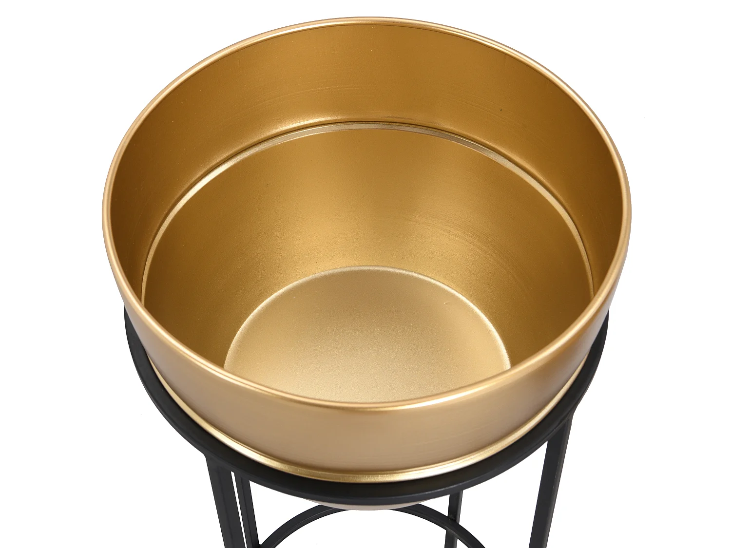 Lot de 2 cache-pots sur pied en métal - D. 25 x H. 61 cm et D. 30 x H. 77 cm - Doré et noir -  NABA